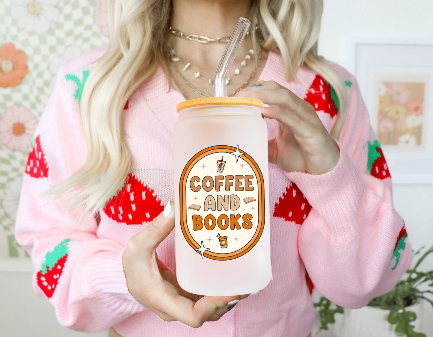 Coffee and Books Glass Can