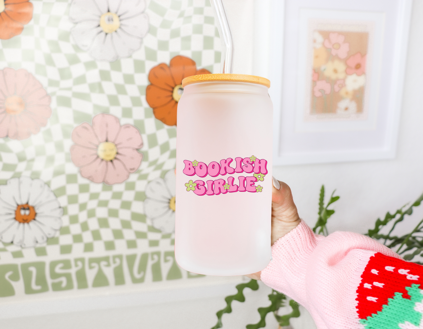 Cute Bookish Girlie Glass Can