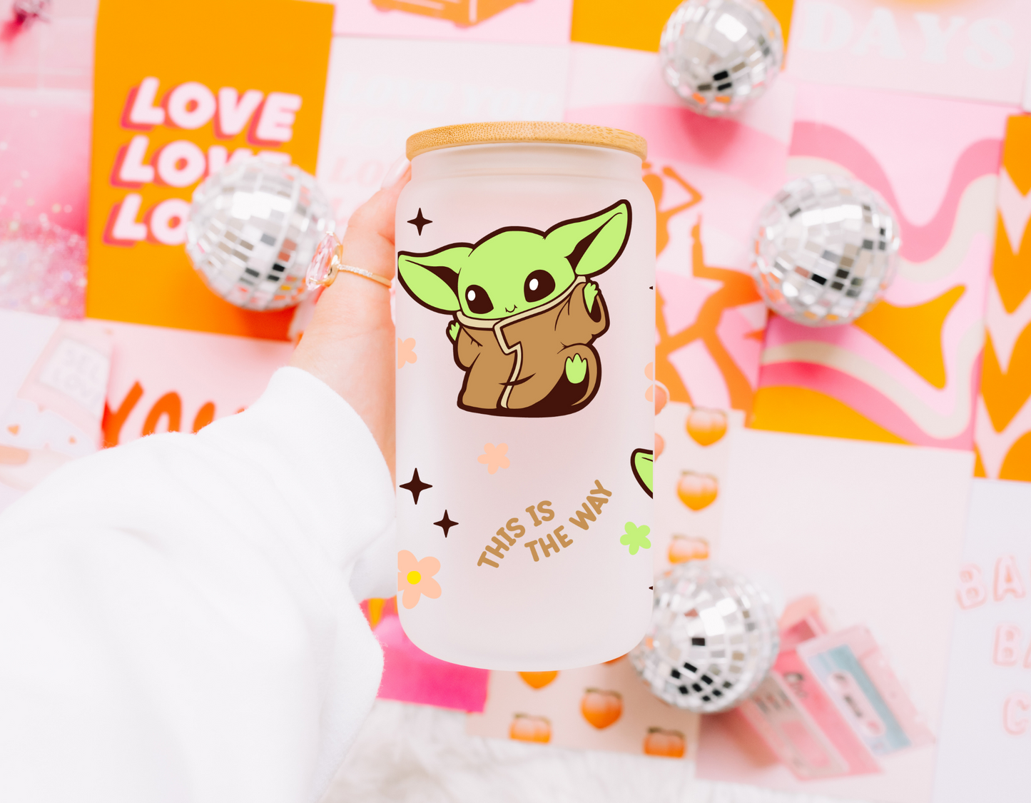 Cute Yoda Glass Cup